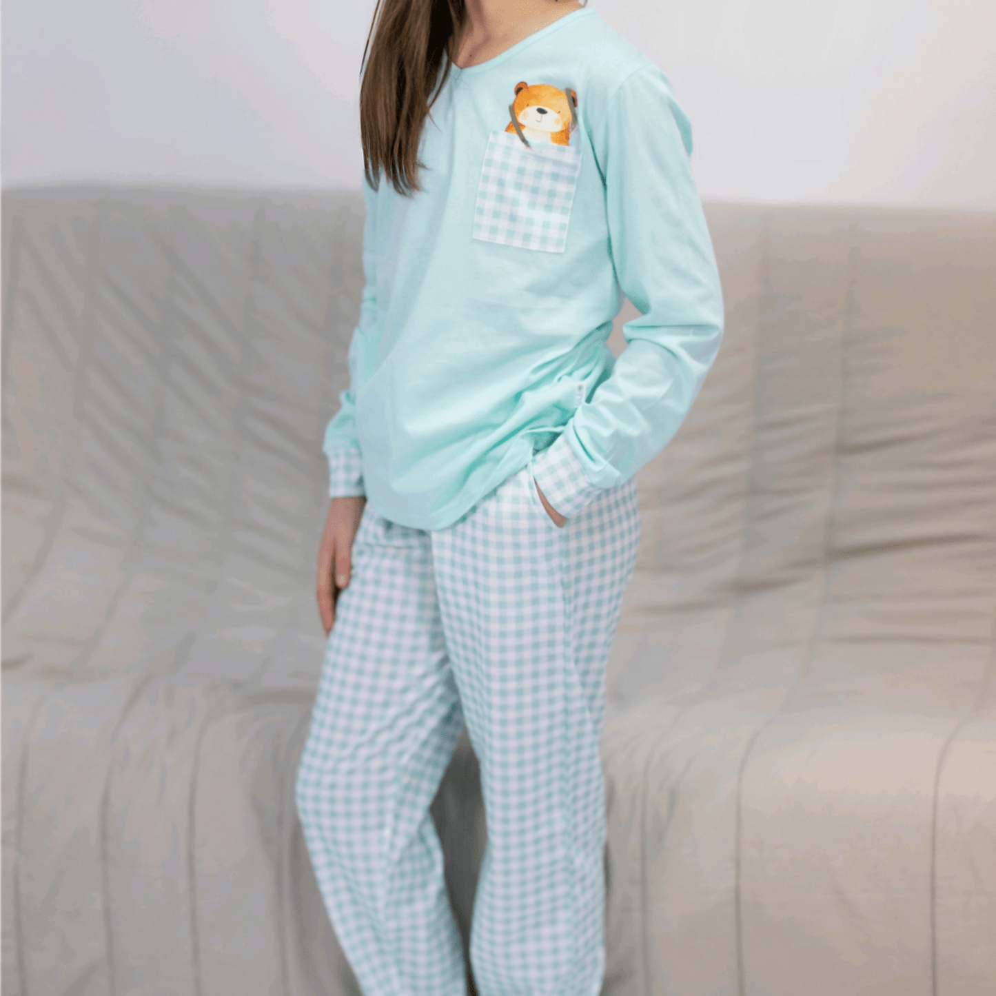 Pijama de Menina "Ursinho Amigo" – 100% Algodão | Fabricado em Portugal - 100% Algodão - Sonho Renovado