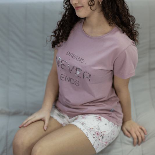 Pijama de Senhora de Calções 100% Algodão - Modelo "Dreams" - Fabricado em Portugal - Sonho Renovado