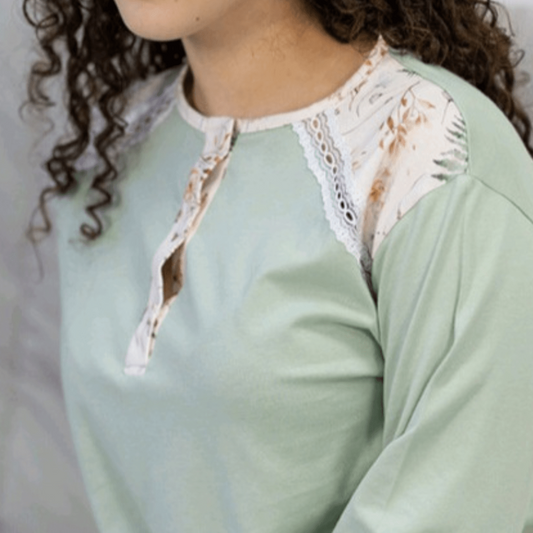 Pijama Feminino 100% Algodão Fabricado em Portugal – Conforto Natural com Punhos - 100% Algodão - Sonho Renovado
