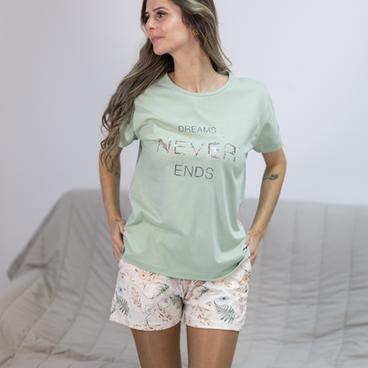 Pijama de Senhora de Calções 100% Algodão - Modelo "Dreams" - Fabricado em Portugal
