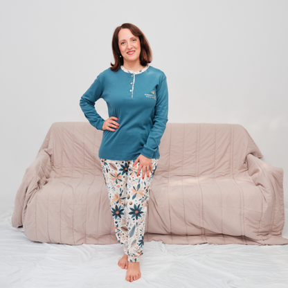 Pijama Feminino em Algodão Cardado - Salmão "Until it Blooms"