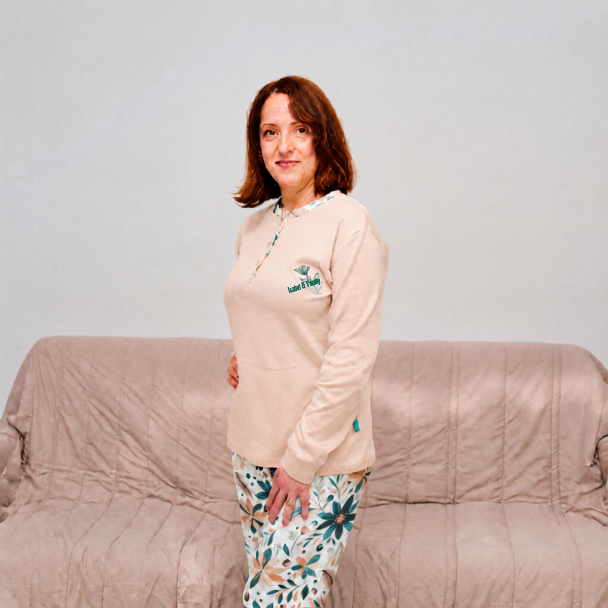 Pijama Feminino em Algodão Cardado - Salmão "Until it Blooms"