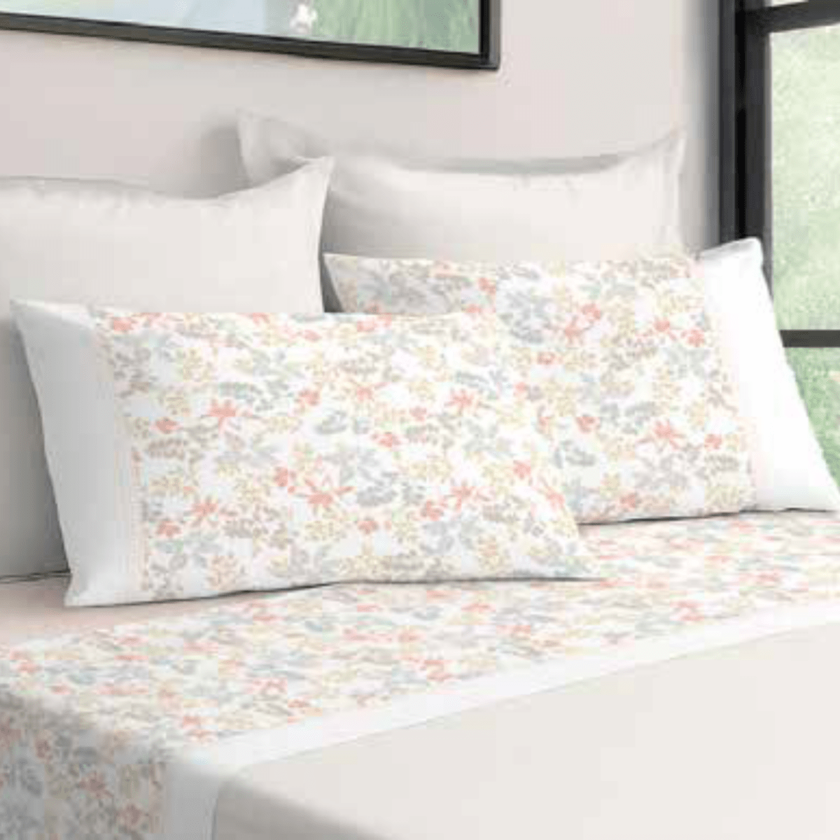 Jogo de Lençóis ASA "Flora" 100% Algodão – Floral Delicado | Fabricado em Portugal - 100% Algodão - Sonho Renovado