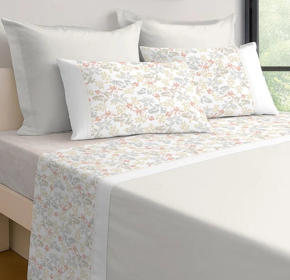 Jogo de Lençóis ASA "Flora" 100% Algodão – Floral Delicado | Fabricado em Portugal - 100% Algodão - Sonho Renovado