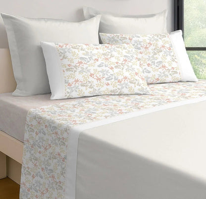 Jogo de Lençóis ASA "Flora" 100% Algodão – Floral Delicado | Fabricado em Portugal - 100% Algodão - Sonho Renovado