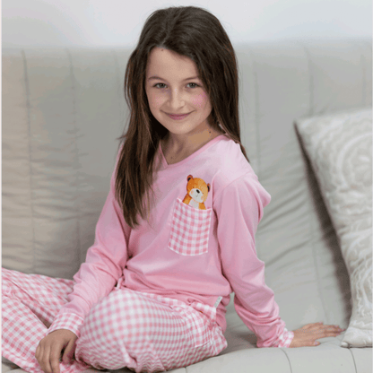 Pijama de Menina "Ursinho Amigo" – 100% Algodão | Fabricado em Portugal - 100% Algodão - Sonho Renovado