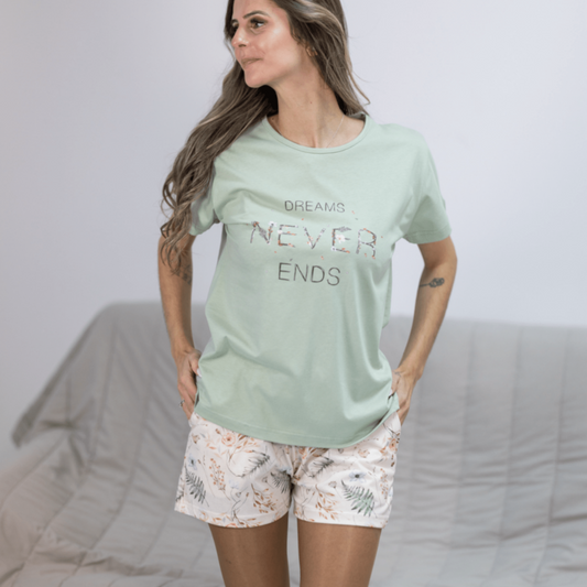 Pijama de Senhora de Calções 100% Algodão - Modelo "Dreams" - Fabricado em Portugal - Sonho Renovado